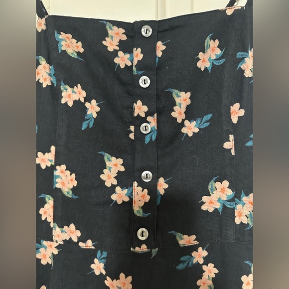 Hollister Floral Print Black Lined Button Mini Dress Size Medium Womens - Picture 3 of 10